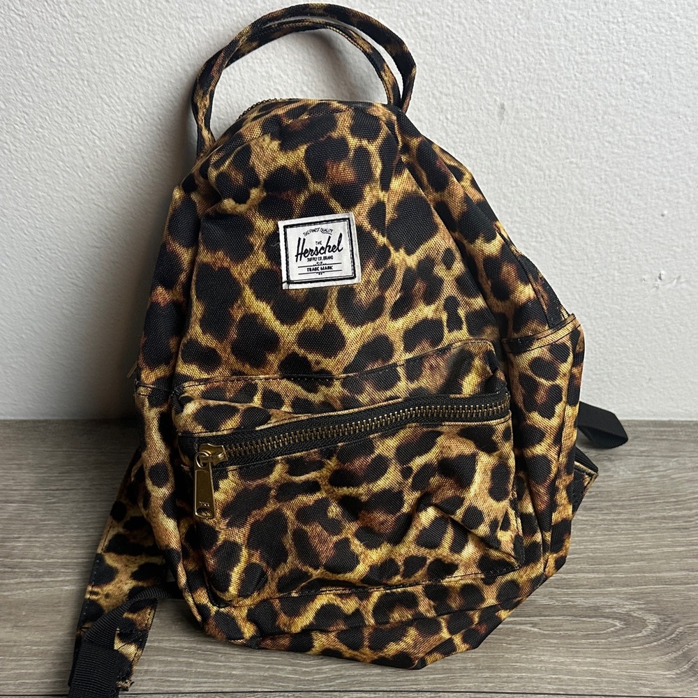 Herschel Supply Company Leopard Print Mini Backpack in Brown and Black